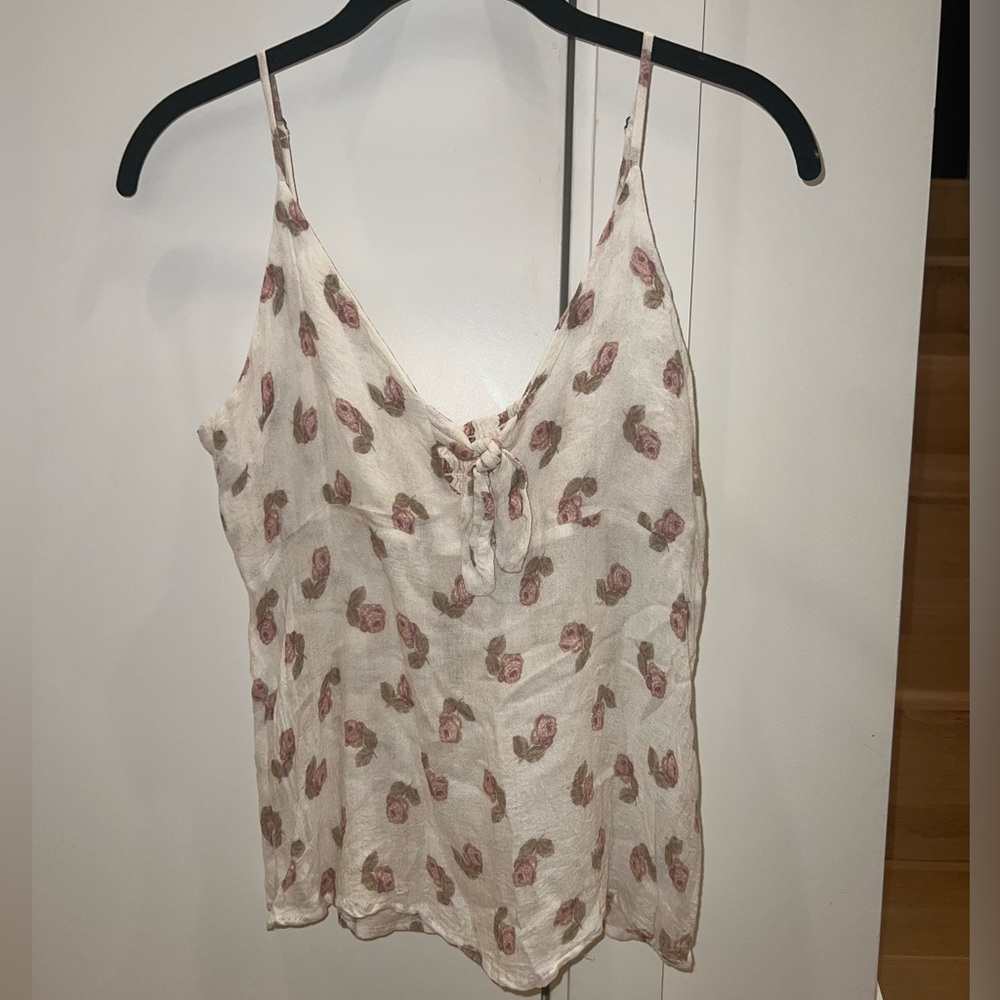 Chaser tank top, size XS, beige with pink flowers